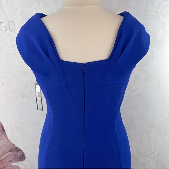 Tahari ASL check out the back of this dress blue sheath dress folded collar new - Picture 8 of 12